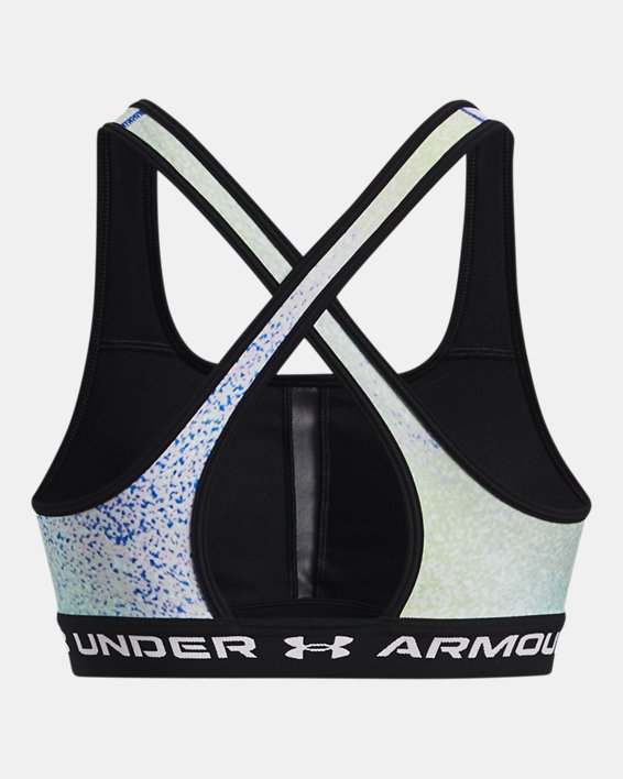 Soutien-gorge de sport UA Mid Print à bretelles croisées pour femme, Gray, pdpMainDesktop image number 11